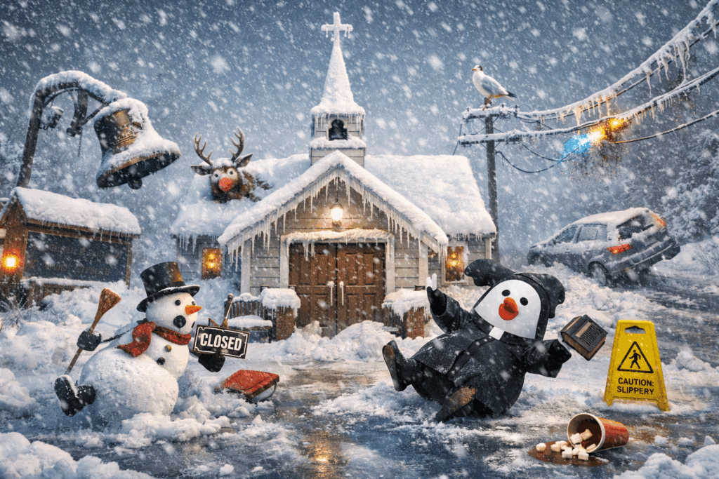 NO SERVICES Sunday January 25th Due to Inclement Weather. 1 funny closed